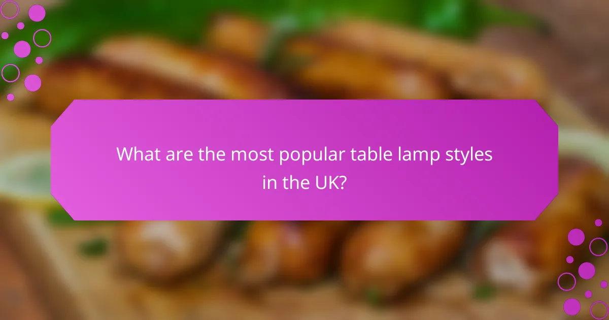 What are the most popular table lamp styles in the UK?