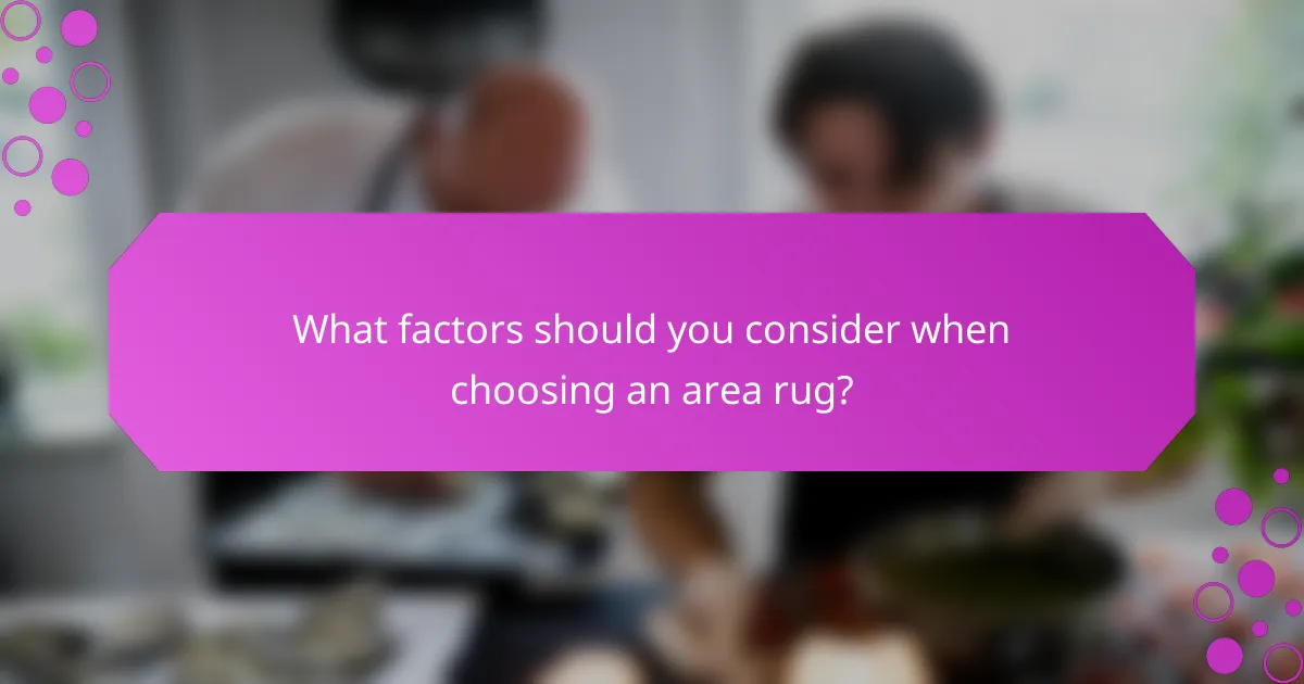 What factors should you consider when choosing an area rug?
